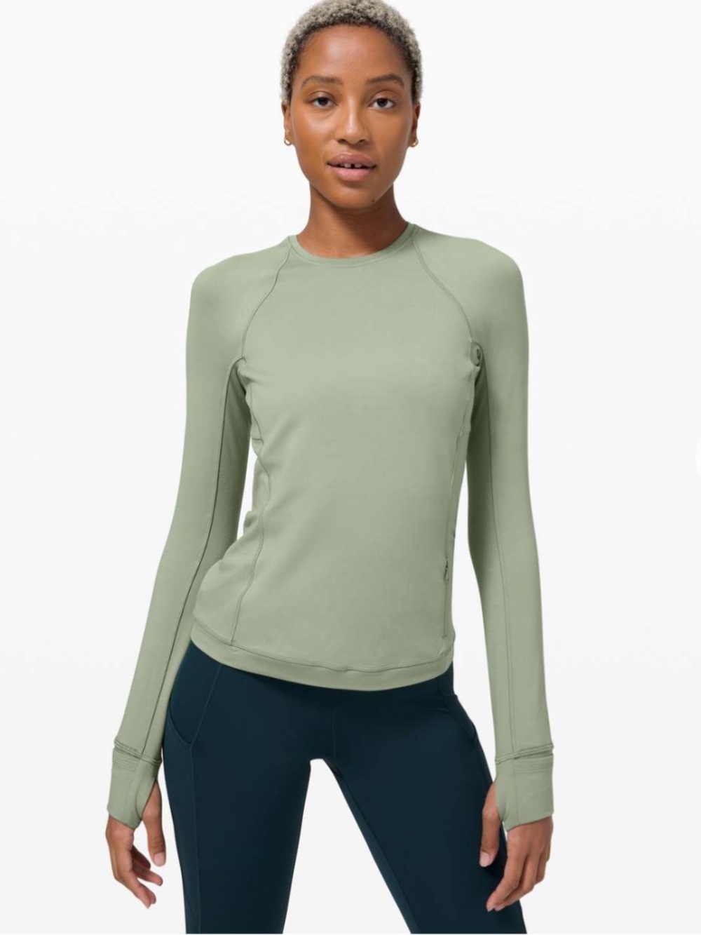 Lululemon Runderful Long Sleeve Rulu Brushed willow green size 6